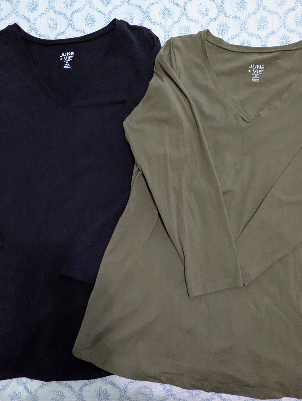 2 June + Vie Tunic Length Shirts/Khaki & Black